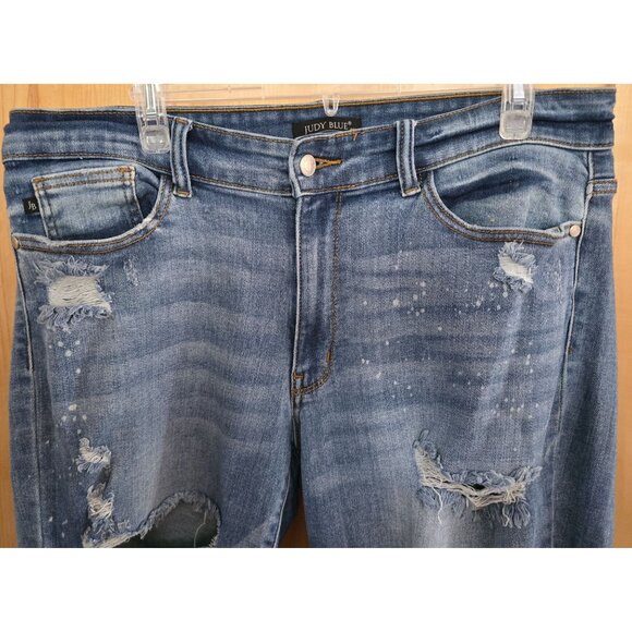 Judy Blue Womens Distressed Ripped Jeans 14W boho cottagecore casual utility - Picture 1 of 9